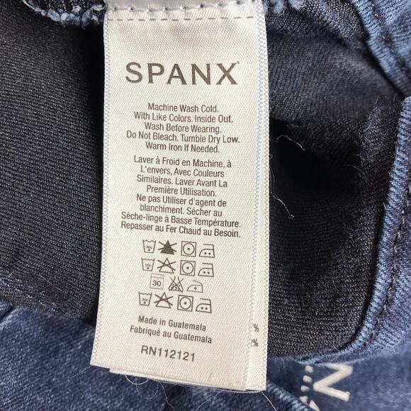 Spanx Signature Straight Dark Wash High Rise Ankle Blue Jean Side Zip Size M - Picture 8 of 10